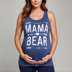 Blue Mama Bear Arrow Graphic Tank Top Soft Casual Mom or Maternity Style Medium
